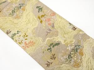 アンティーク　流水に草花模様織り出し袋帯（材料）